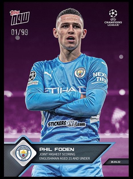 Cromo Phil Foden - Now Uefa Champions League 2022-2023 - Second Part n. 147p - Topps