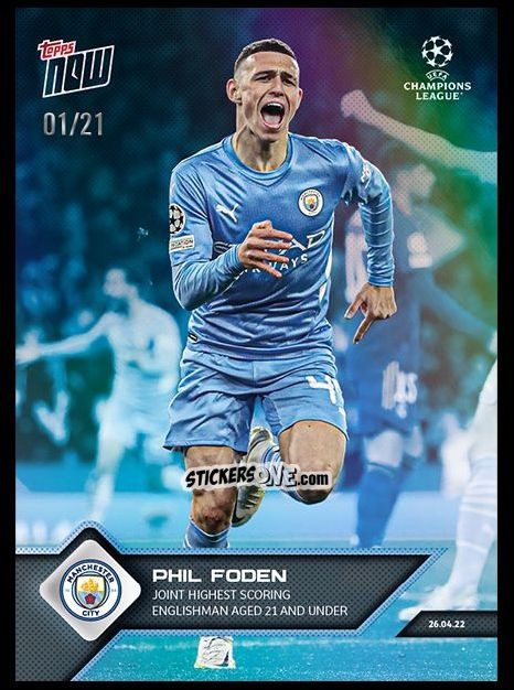 Cromo Phil Foden - Now Uefa Champions League 2022-2023 - Second Part n. 147v - Topps