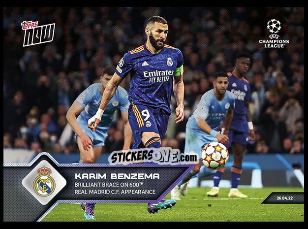 Figurina Karim Benzema - Now Uefa Champions League 2022-2023 - Second Part n. 145 - Topps