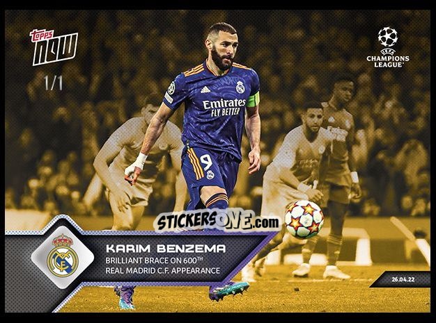 Figurina Karim Benzema - Now Uefa Champions League 2022-2023 - Second Part n. 145g - Topps