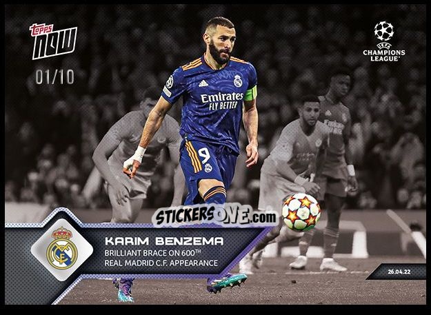 Figurina Karim Benzema - Now Uefa Champions League 2022-2023 - Second Part n. 145a - Topps