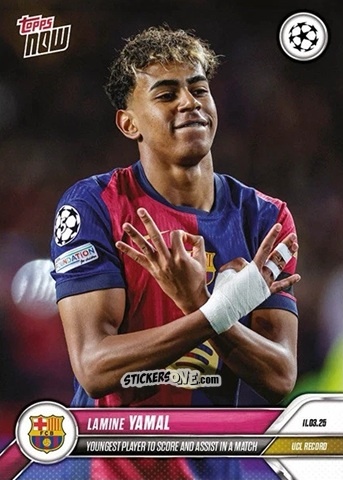Figurina Lamine Yamal (Youngest Player To Score And Assist In A Match) - Now Uefa Champions League 2024-2025 n. 121 - Topps