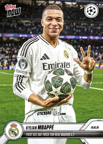 Sticker Kylian Mbappé (First Ucl Hat-Trick) - Now Uefa Champions League 2024-2025 n. 108 - Topps