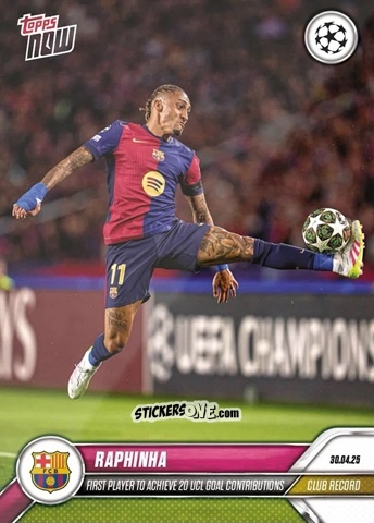 Sticker Raphinha - Now Uefa Champions League 2024-2025 n. 147 - Topps