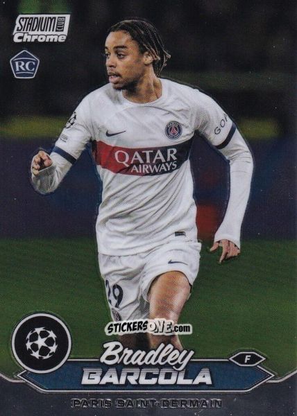 Sticker Bradley Barcola - Stadium Club Chrome UEFA Club Competitions 2023-2024
 n. 86 - Topps