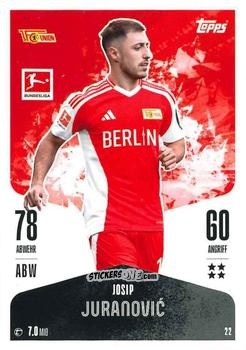 Sticker Josip Juranović - German Fussball Bundesliga 2024-2025. Match Attax
 n. 22 - Topps