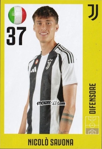 Sticker Nicolò Savona - Juventus 2024-2025 n. 14 - Euro Publishing