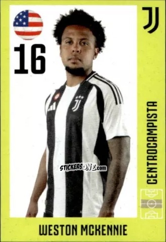 Cromo Weston Mckennie - Juventus 2024-2025 n. 18 - Euro Publishing