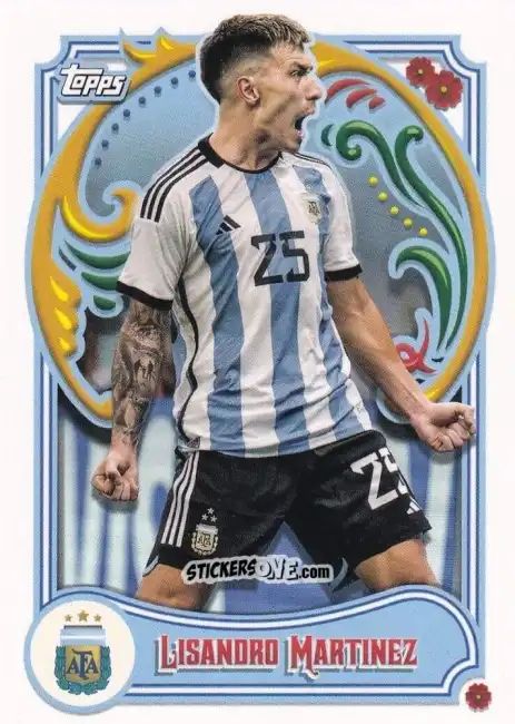 Cromo Lisandro Martínez - Argentina Fileteado 2023 n. 9 - Topps