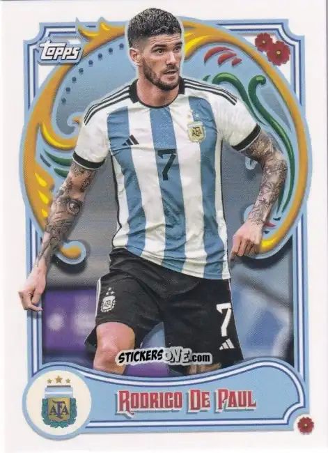 Figurina Rodrigo de Paul - Argentina Fileteado 2023 n. 14 - Topps