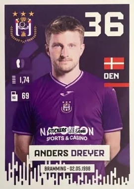 Sticker Anders Dreyer - Belgian Pro League 2024-2025
 n. 18 - Panini