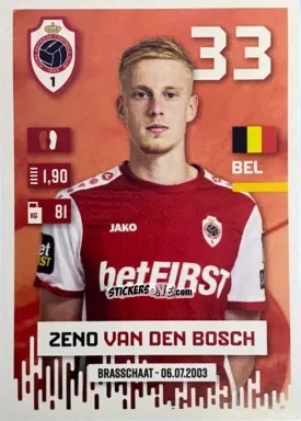 Cromo Zeno Van Den Bosch - Belgian Pro League 2024-2025
 n. 33 - Panini