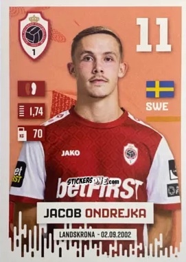 Cromo Jacob Ondrejka - Belgian Pro League 2024-2025
 n. 41 - Panini