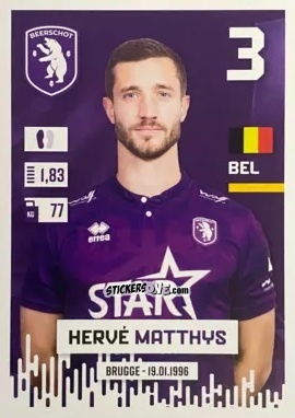 Figurina Hervé Matthys - Belgian Pro League 2024-2025
 n. 57 - Panini