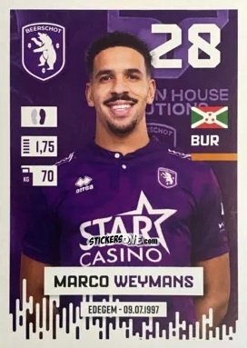 Figurina Marco Weymans - Belgian Pro League 2024-2025
 n. 62 - Panini