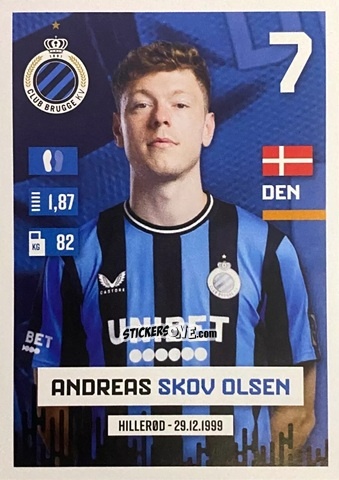 Figurina Andreas Skov Olsen - Belgian Pro League 2024-2025
 n. 147 - Panini