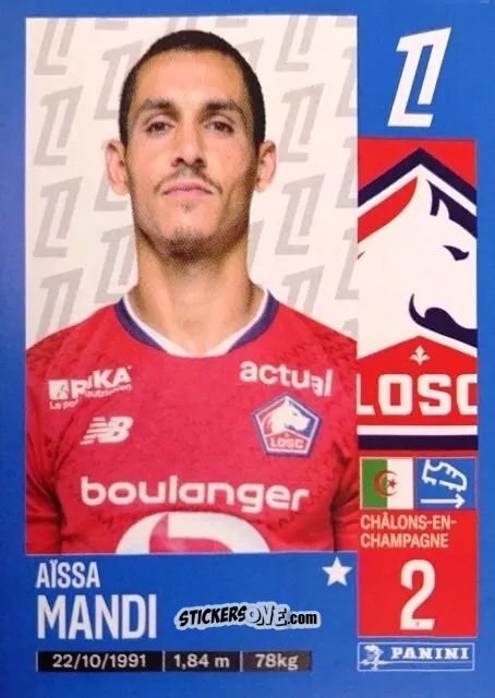 Sticker Aïssa Mandi - Foot 2024-2025
 n. 162 - Panini
