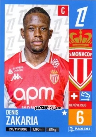 Sticker Denis Zakaria - Foot 2024-2025
 n. 255 - Panini