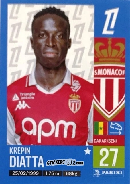 Cromo Krépin Diatta - Foot 2024-2025
 n. 258 - Panini