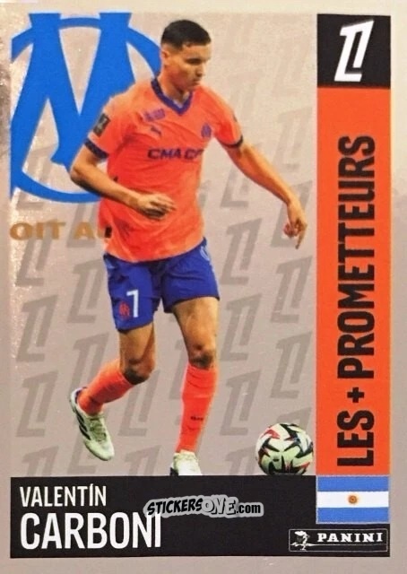 Cromo Valentín Carboni (Olympique de Marseille) - Foot 2024-2025
 n. 322 - Panini