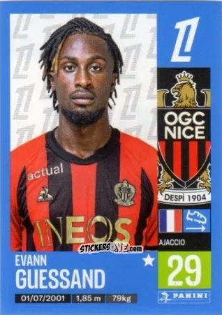 Sticker Evann Guessand - Foot 2024-2025
 n. 345 - Panini