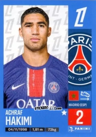 Figurina Achraf Hakimi - Foot 2024-2025
 n. 353 - Panini