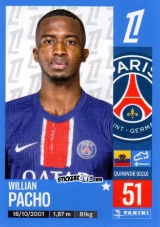 Sticker Willian Pacho - Foot 2024-2025
 n. 358 - Panini