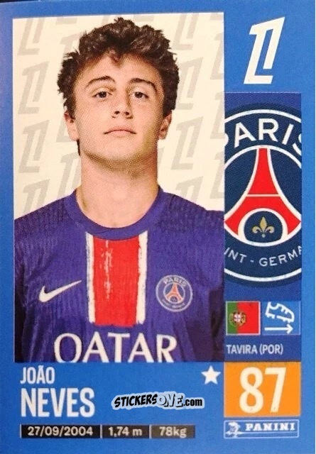 Sticker João Neves - Foot 2024-2025
 n. 362 - Panini