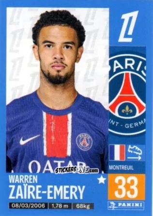 Sticker Warren Zaïre-Emery - Foot 2024-2025
 n. 366 - Panini