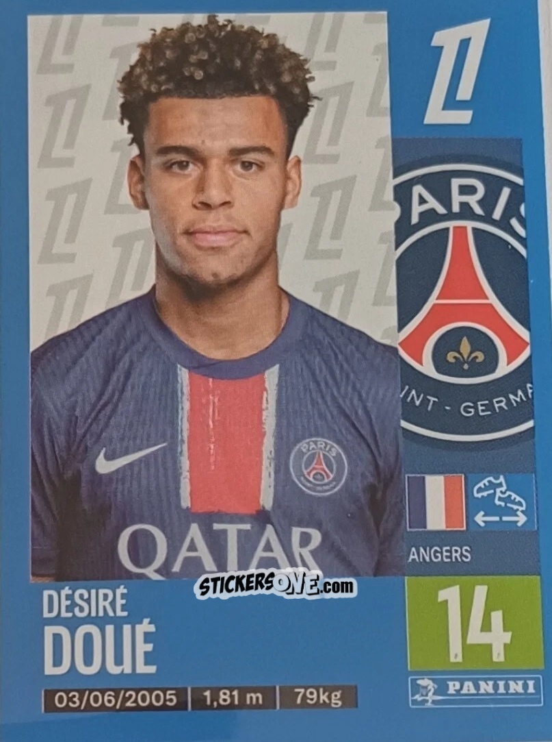 Cromo Désiré Doué - Foot 2024-2025
 n. 371 - Panini