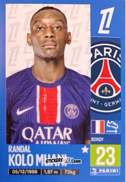 Sticker Randal Kolo Muani - Foot 2024-2025
 n. 372 - Panini