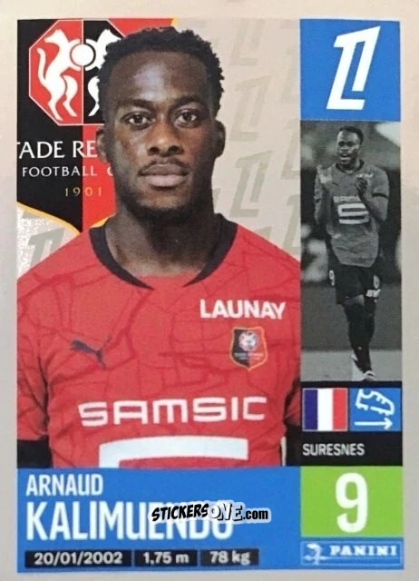 Figurina Arnaud Kalimuendo - Foot 2024-2025
 n. 426 - Panini