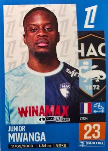 Figurina Junior Mwanga (Havre AC) - Foot 2024-2025
 n. T6 - Panini