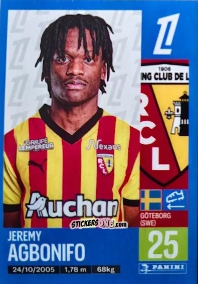 Cromo Jeremy Agbonifo (RC Lens) - Foot 2024-2025
 n. T11 - Panini