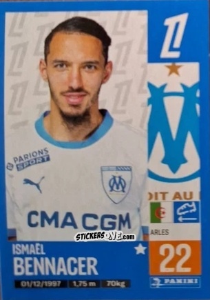 Sticker Ismaël Bennacer (Olympique de Marseille) - Foot 2024-2025
 n. T17 - Panini