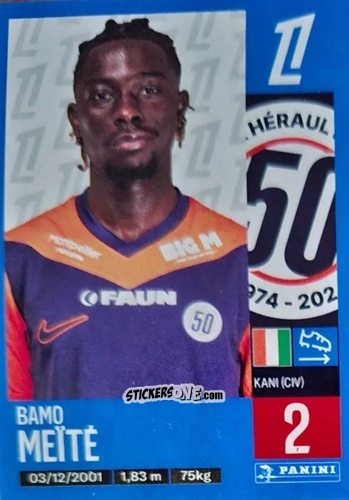Cromo Bamo Meïte (Montpellier Hérault SC) - Foot 2024-2025
 n. T21 - Panini