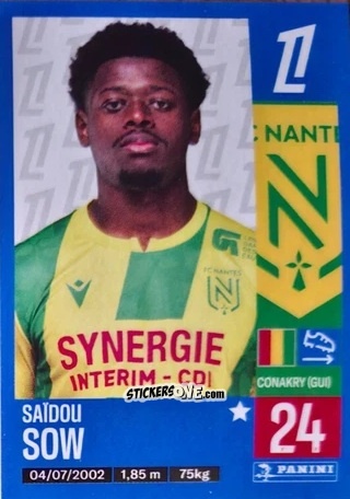 Sticker Saïdou Sow (FC Nantes) - Foot 2024-2025
 n. T25 - Panini