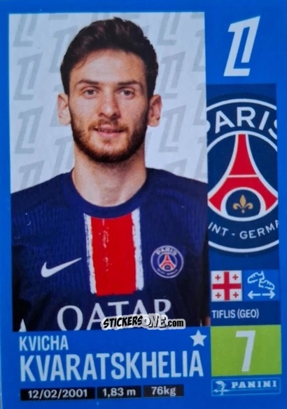 Cromo Khvicha Kvaratskhelia (Paris-Saint-Germain) - Foot 2024-2025
 n. T29 - Panini