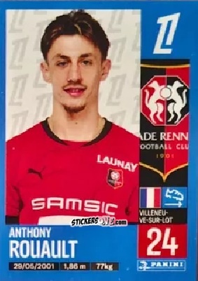 Figurina Anthony Rouault (Stade Rennais FC) - Foot 2024-2025
 n. T37 - Panini