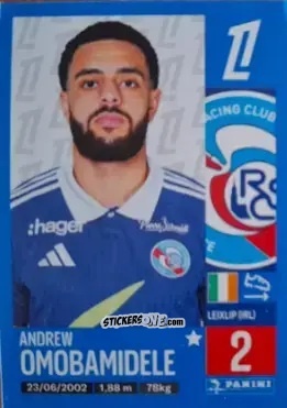 Figurina Andrew Omobamidele (RC Strasbourg Alsace) - Foot 2024-2025
 n. T46 - Panini