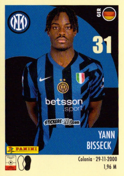 Cromo Yann Bisseck - Calciatori 2024-2025 n. 224 - Panini