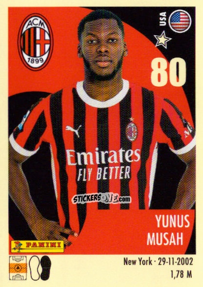 Cromo Yunus Musah - Calciatori 2024-2025 n. 338 - Panini