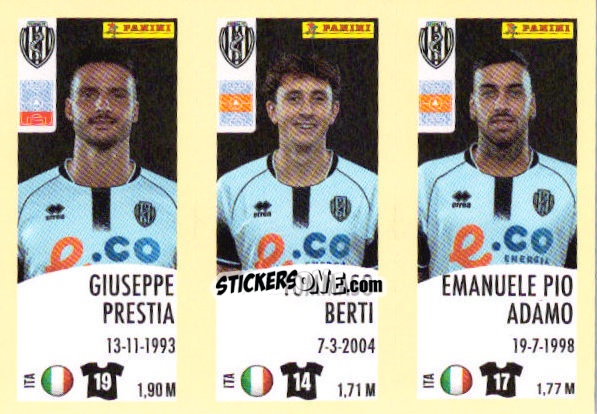 Cromo Giuseppe Prestia / Tommaso Berti / Emanuele Pio Adamo - Calciatori 2024-2025 n. 577 - Panini