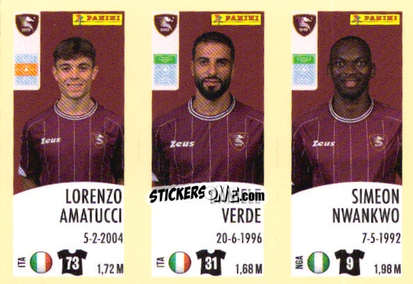 Figurina Lorenzo Amatucci / Daniele Verde / Simeon Nwanko - Calciatori 2024-2025 n. 649 - Panini