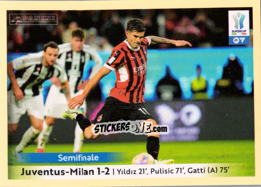 Cromo Juventus - Milan 1-2 (Pulisic) - Calciatori 2024-2025 n. UPD6 - Panini