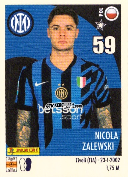 Cromo Nicola Zalewski - Calciatori 2024-2025 n. U35 - Panini