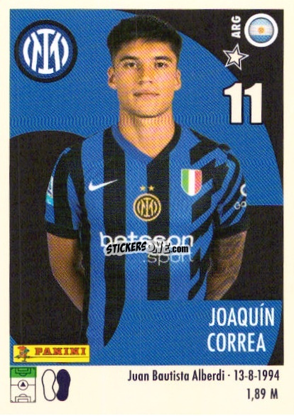 Figurina Joaquin Correa - Calciatori 2024-2025 n. U36 - Panini
