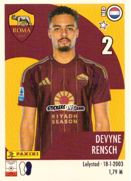 Cromo Devyne Rensch - Calciatori 2024-2025 n. U67 - Panini