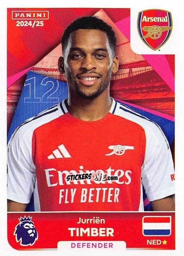 Cromo Jurriën Timber - English Premier League 2024-2025
 n. 55 - Panini