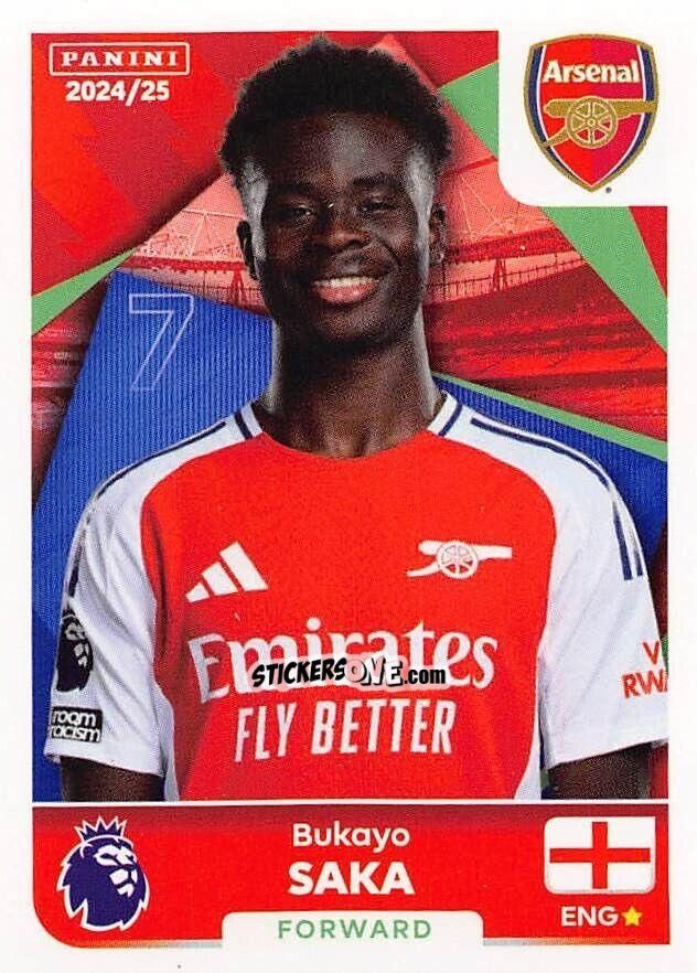 Figurina Bukayo Saka - English Premier League 2024-2025
 n. 70 - Panini